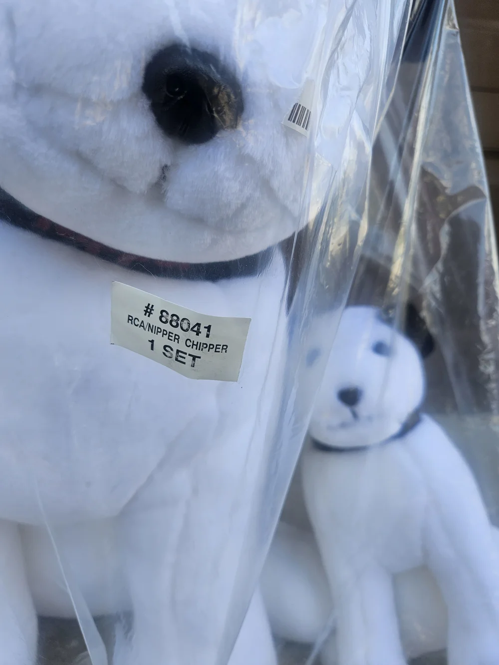 1990s RCA Nipper And Chipper Plush. Approximately 24” And 12”